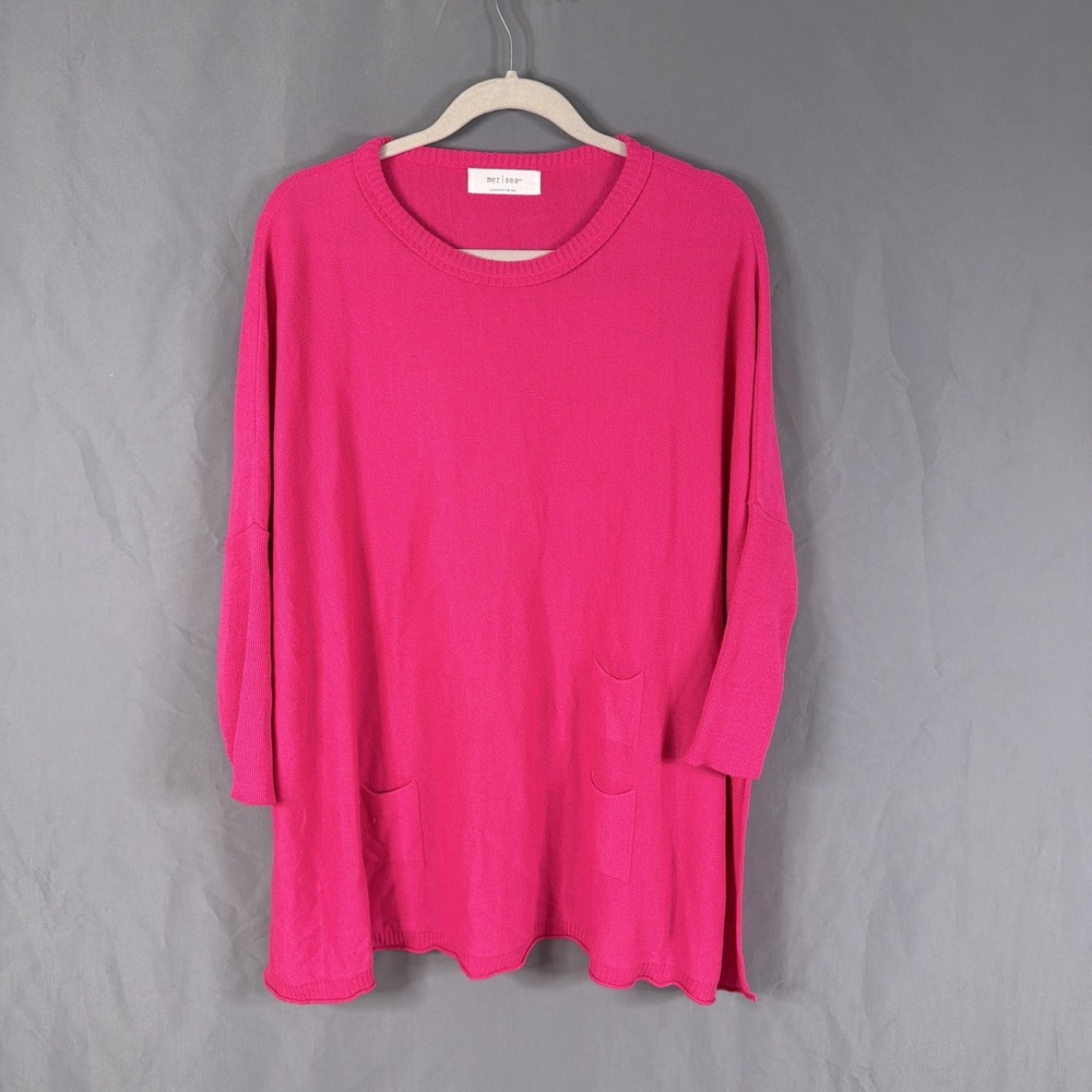 MerSea Catalina Sweater Womens One Size Pink Knit Tunic Dolman Coastal Lagenlook